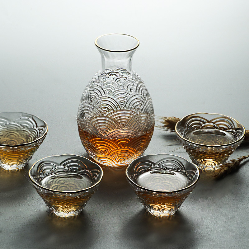Japanese Pottery - طقم إبريق ساكي ياباني زجاجي مع