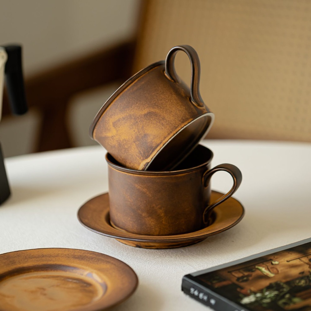 طقم فنجان قهوة ياباني عتيق مع  - مراجعة Japanese Pottery وسعره